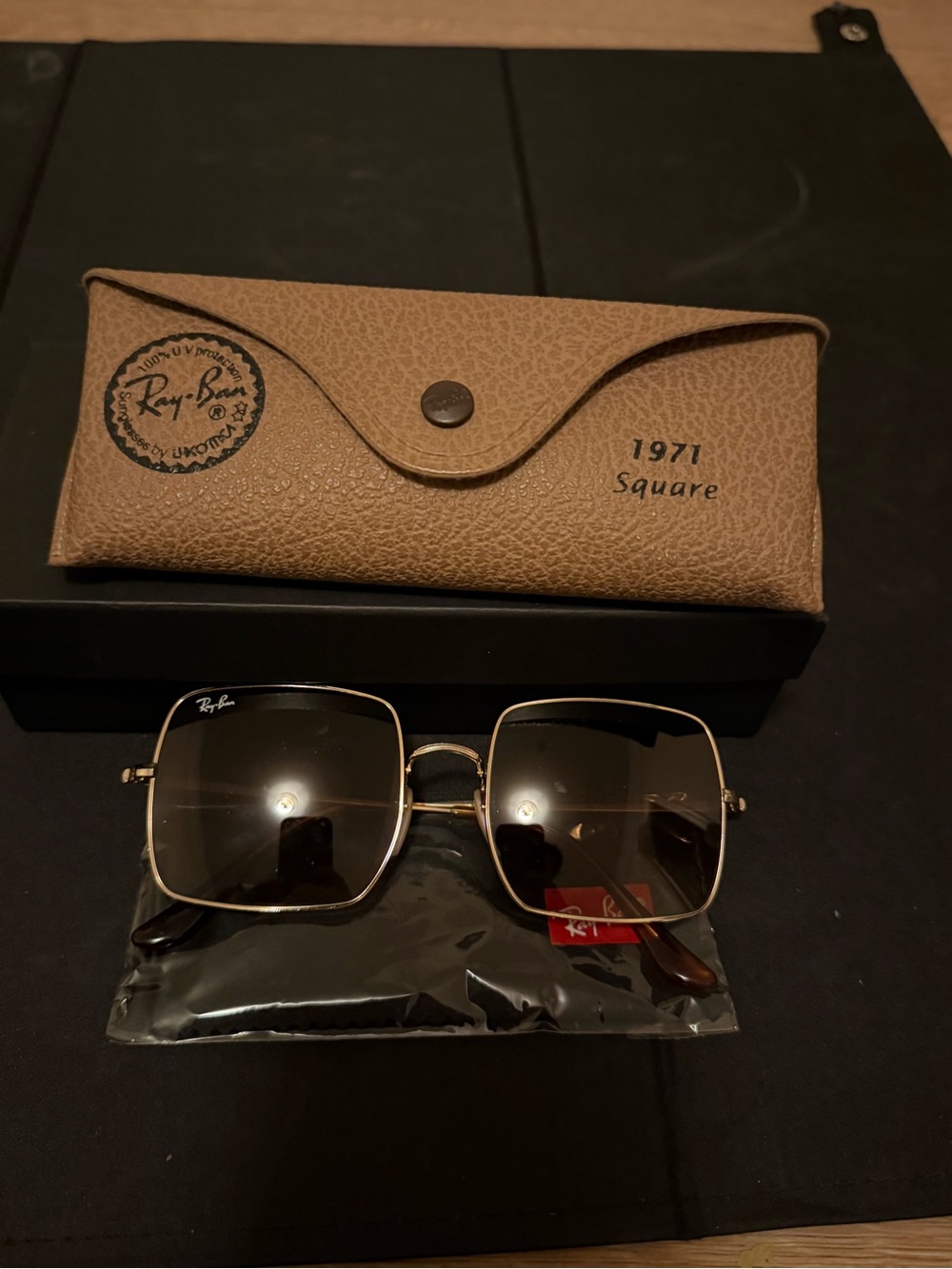 Ray-Ban Gold Frame Sunglasses with Brown Lenses